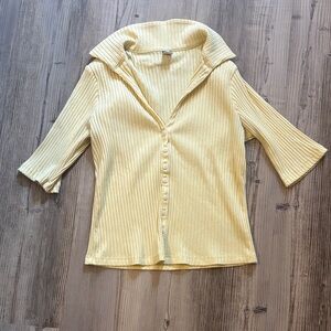 Old Navy Yellow Ribbed Button-Up Top